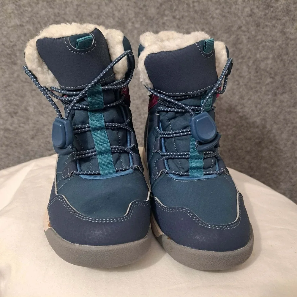 Merrell Waterproof Snow Boots Youth 13M Crush 3.0 Blue Lace Up Faux Fur MK166125
